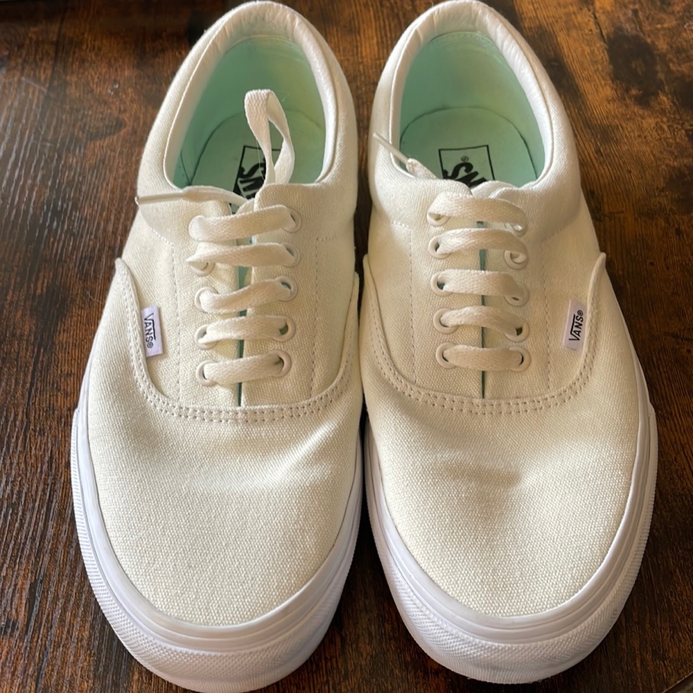 Size 11 Mens Cream and Mint Vans